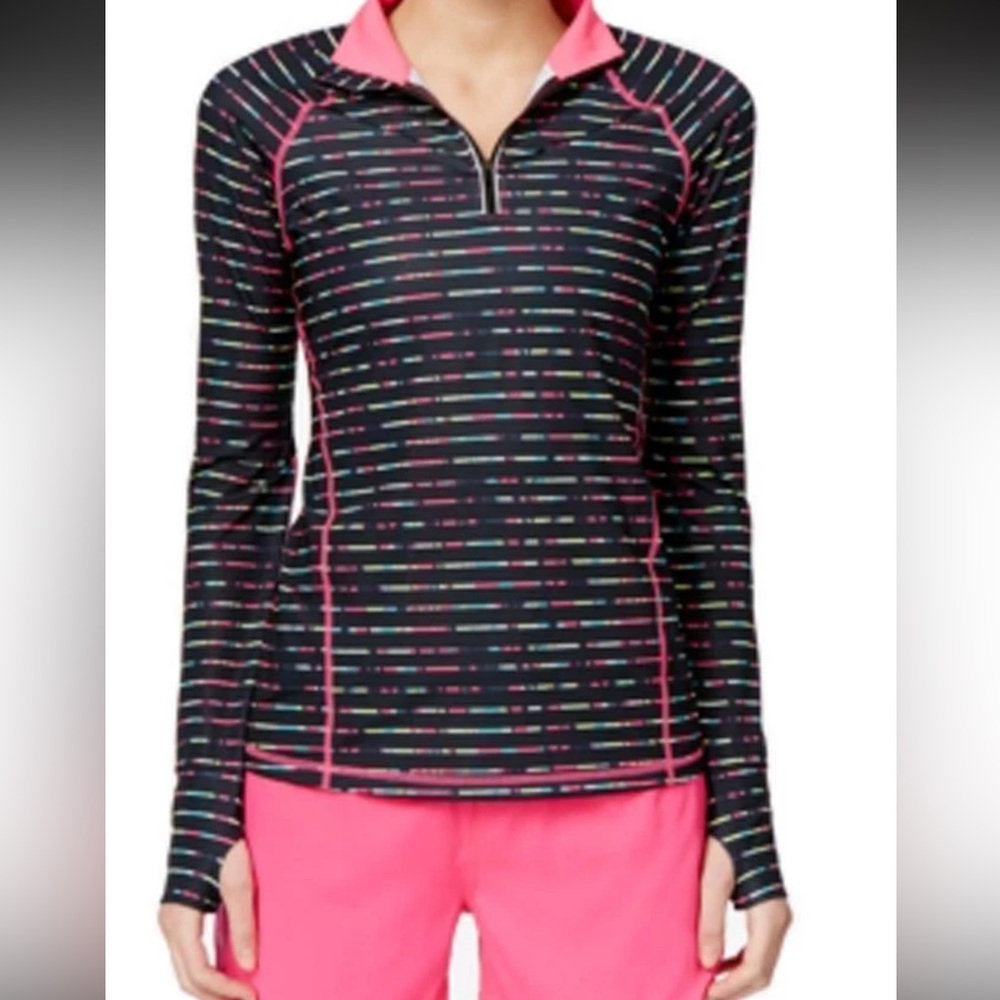 Ideology Black Utility Jacket with Pink Trim and Multicolor Stripe Detail